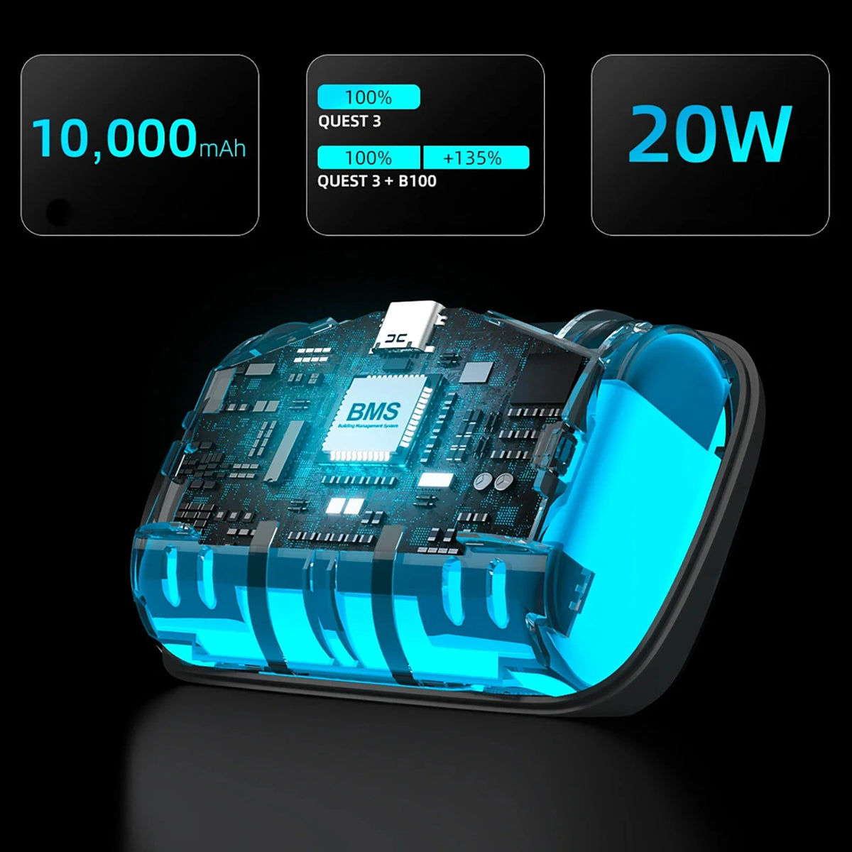 Zewnętrzna bateria BoboVR B100 do Meta Quest S3 Pro i E3 Pro - biała – zdjęcie 5