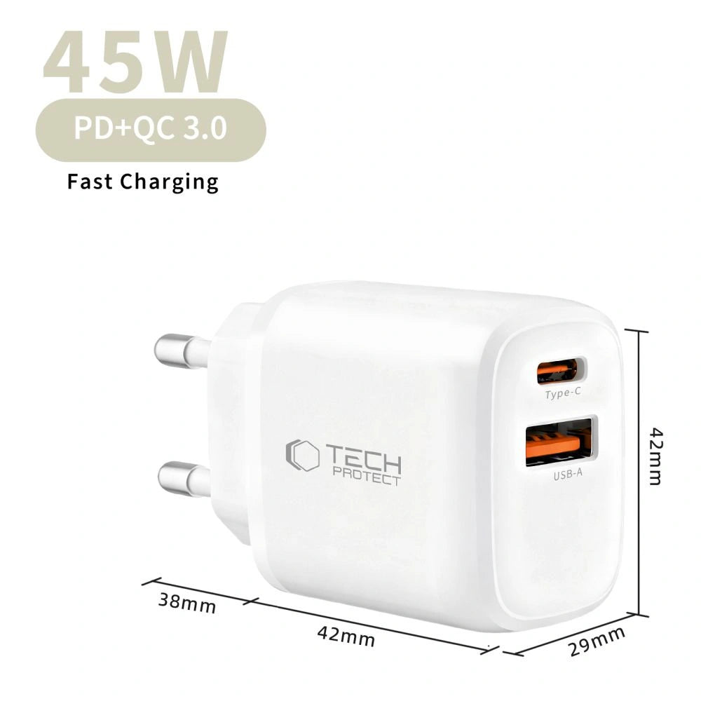 Ładowarka sieciowa Tech-Protect NCA45W-GAN 2-Port 45W - biała – zdjęcie 9