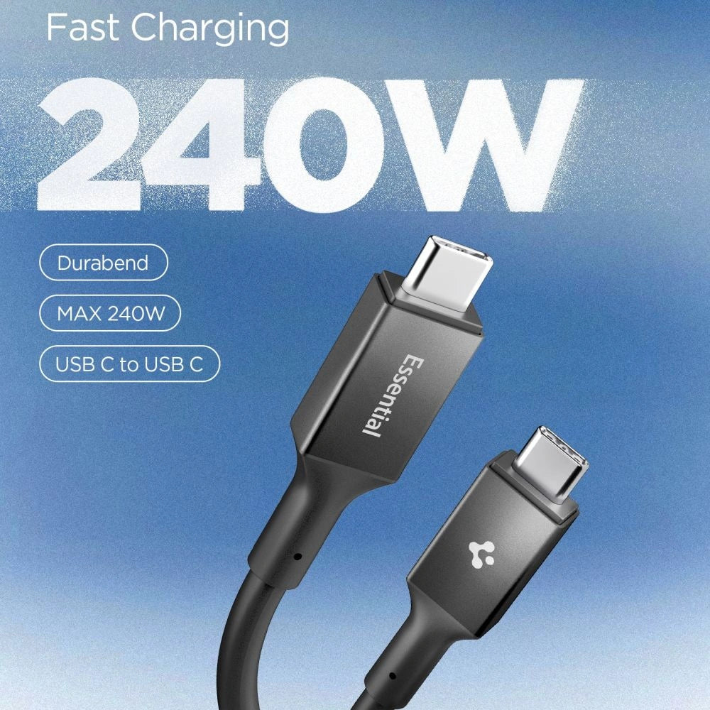 Kabel Spigen Essential EB24012CC USB-C / USB-C 240W 120cm - czarny – zdjęcie 2