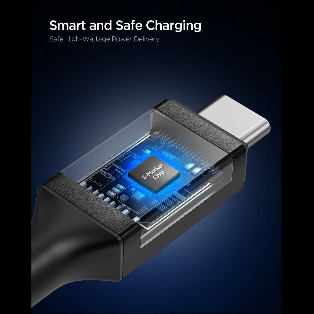 Kabel Spigen Essential EB24012CC USB-C / USB-C 240W 120cm - czarny – zdjęcie 3