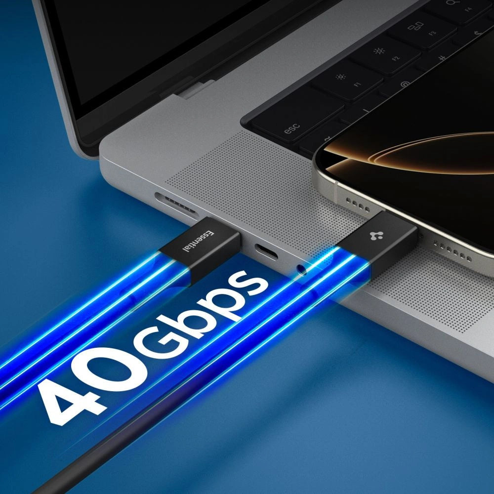 Kabel Spigen Essential EB24012CC USB-C / USB-C 240W 120cm - czarny – zdjęcie 4