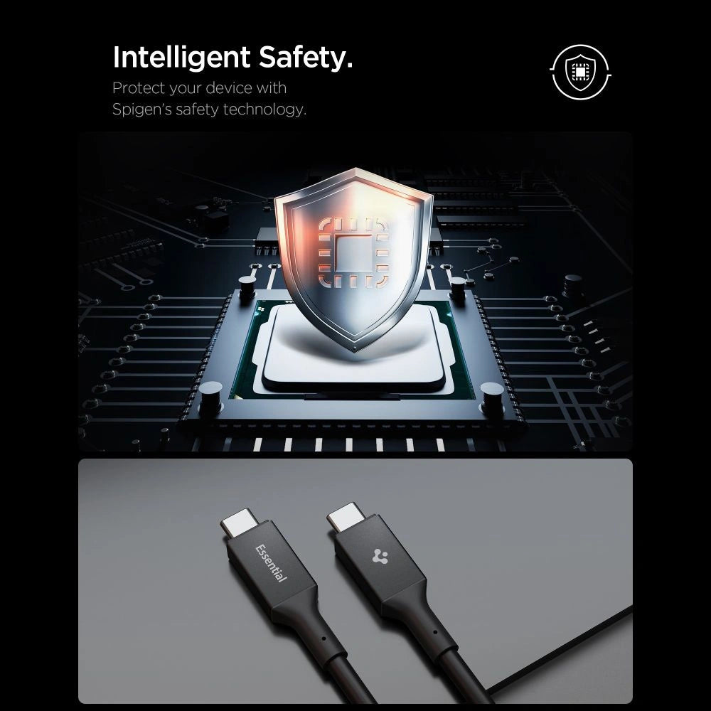 Kabel Spigen Essential EB24012CC USB-C / USB-C 240W 120cm - czarny – zdjęcie 7