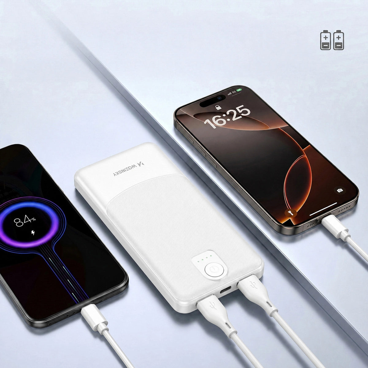 Powerbank Wozinsky Wpower WPBBK-3 10000 mAh 10 W 2x USB-A 2A - biały – zdjęcie 10