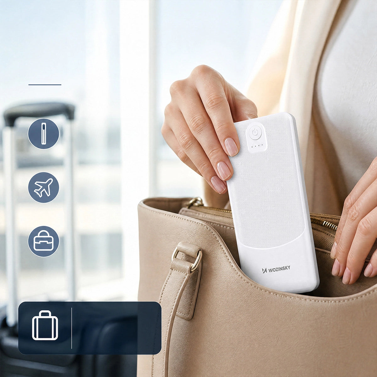 Powerbank Wozinsky Wpower WPBBK-3 10000 mAh 10 W 2x USB-A 2A - biały – zdjęcie 9