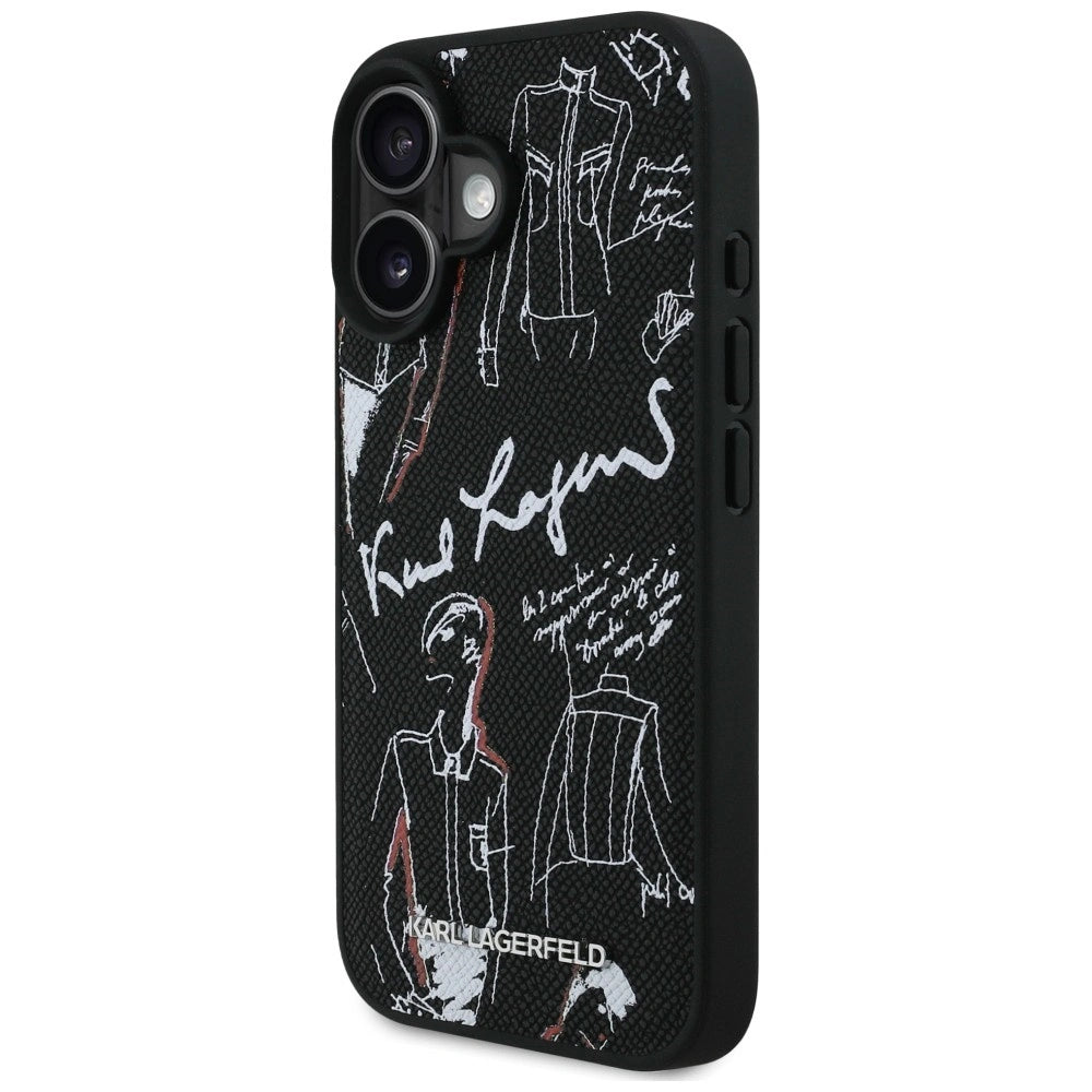 Etui Karl Lagerfeld Grained Pattern & Logo MagSafe na iPhone 16 - czarne – zdjęcie 2