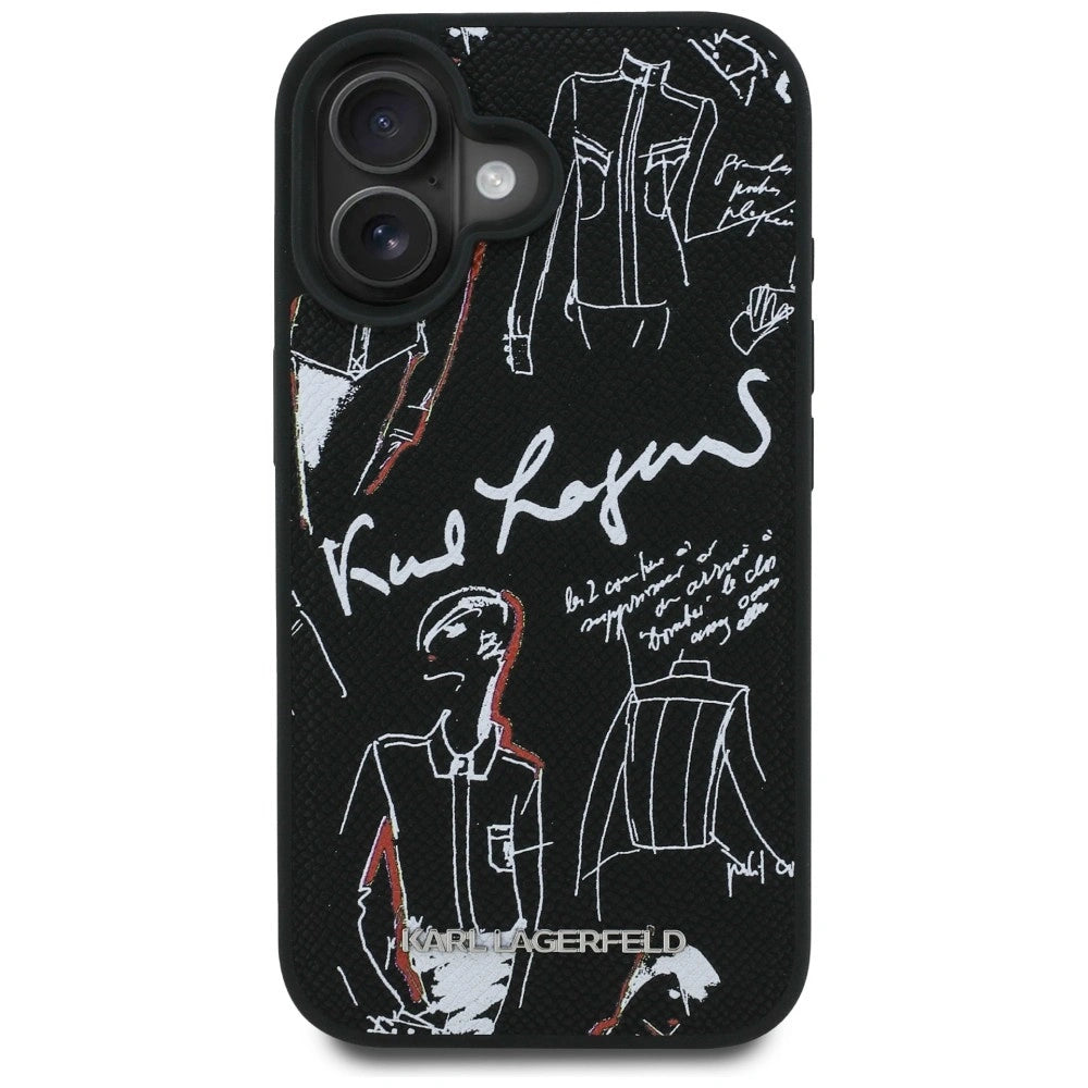 Etui Karl Lagerfeld Grained Pattern & Logo MagSafe na iPhone 16 - czarne – zdjęcie 3