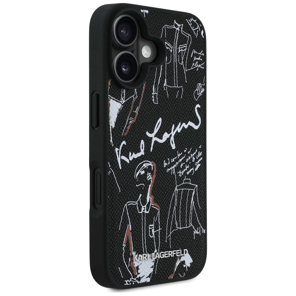 Etui Karl Lagerfeld Grained Pattern & Logo MagSafe na iPhone 16 - czarne – zdjęcie 4