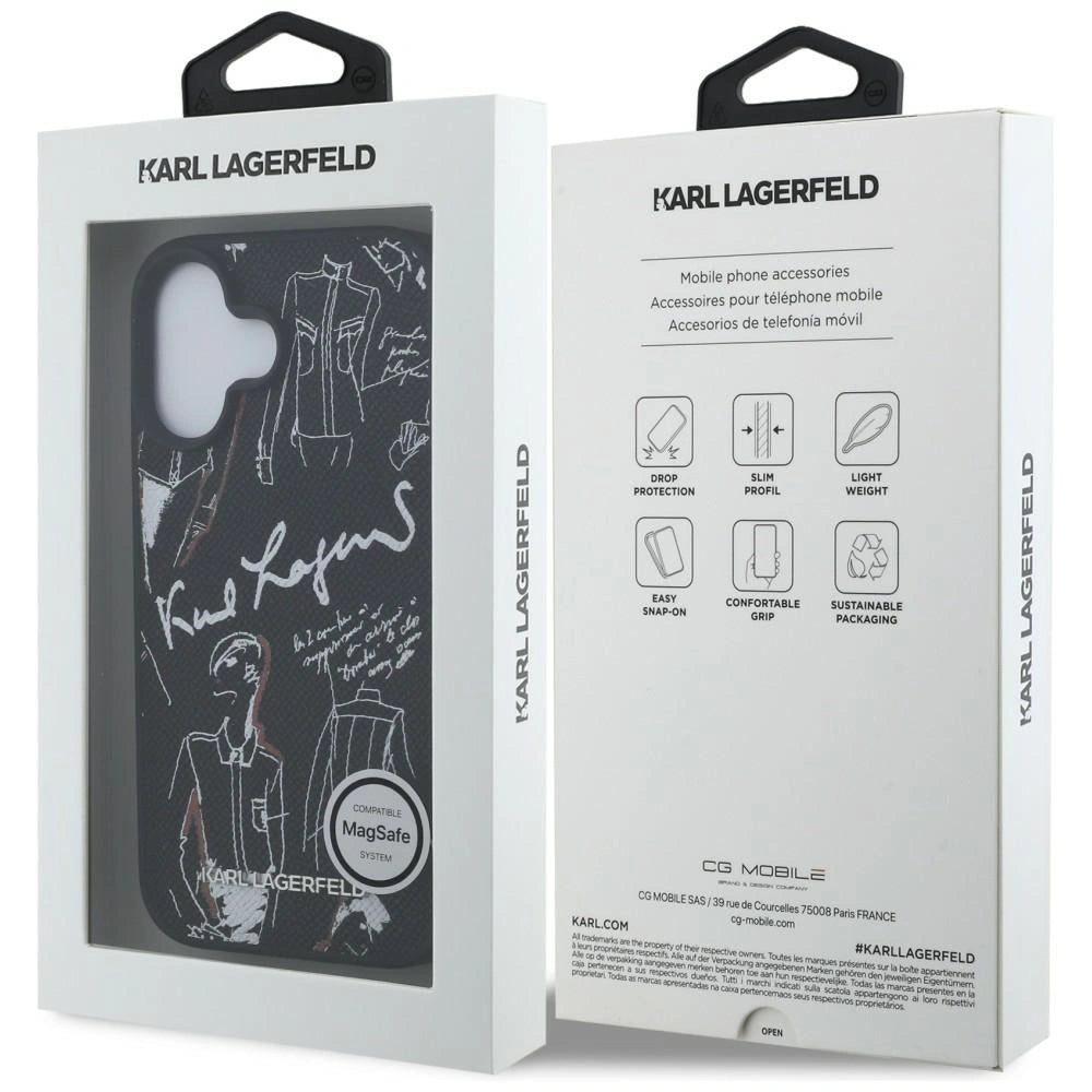 Etui Karl Lagerfeld Grained Pattern & Logo MagSafe na iPhone 16 - czarne – zdjęcie 8