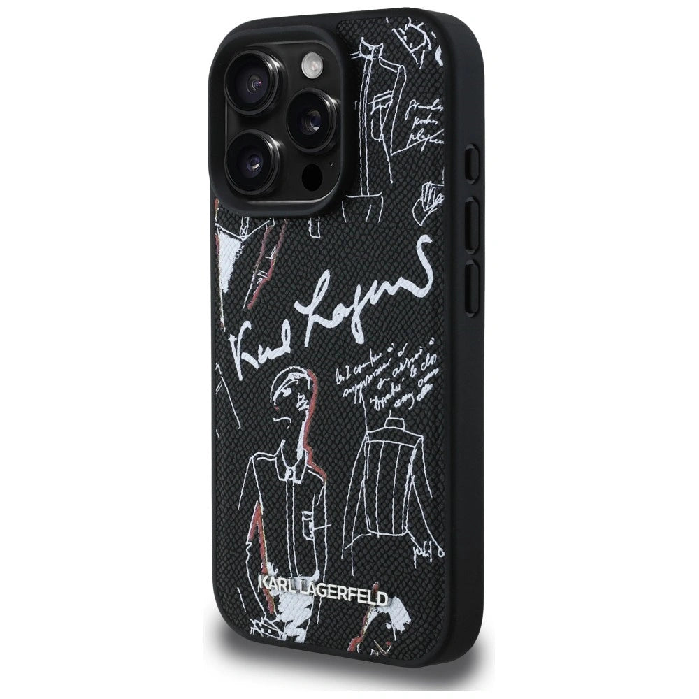 Etui Karl Lagerfeld Grained Pattern & Logo na iPhone 16 Pro - czarne – zdjęcie 2