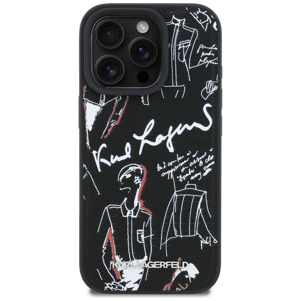 Etui Karl Lagerfeld Grained Pattern & Logo na iPhone 16 Pro - czarne – zdjęcie 3