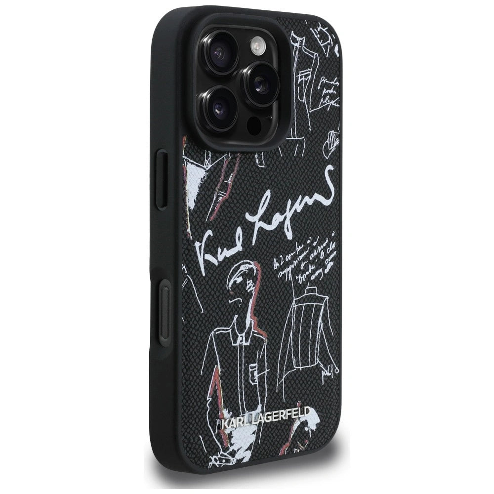 Etui Karl Lagerfeld Grained Pattern & Logo na iPhone 16 Pro - czarne – zdjęcie 4