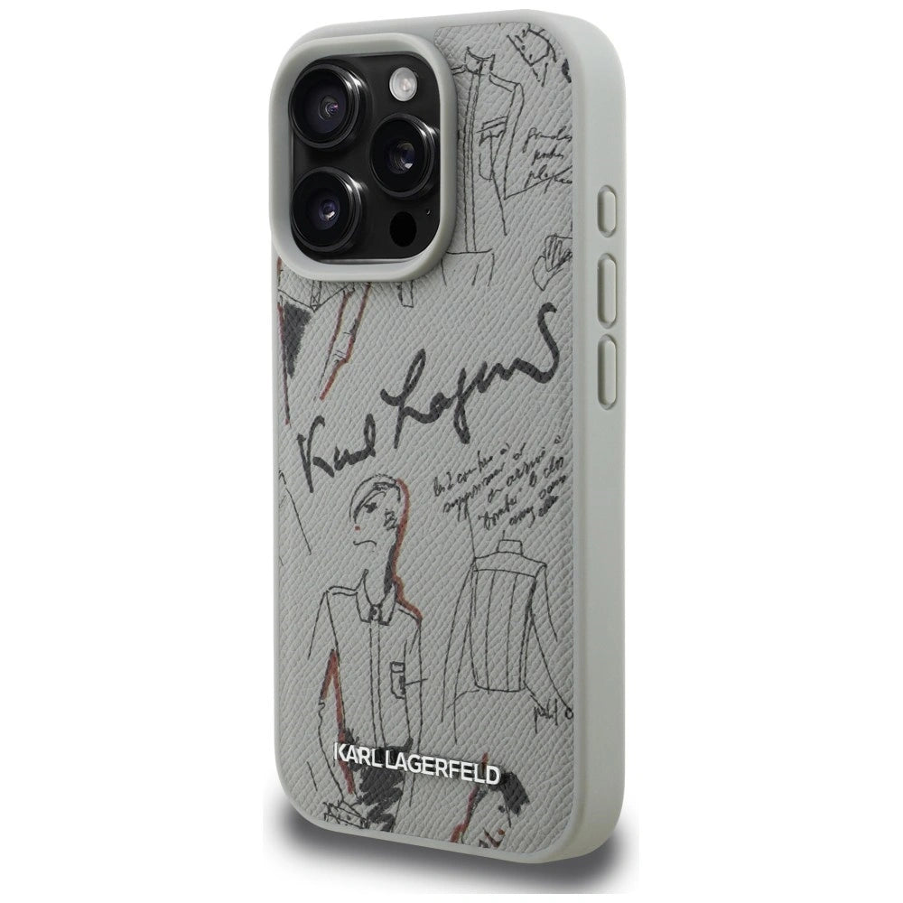 Etui Karl Lagerfeld Grained Pattern & Logo na iPhone 16 Pro Max - szare – zdjęcie 2