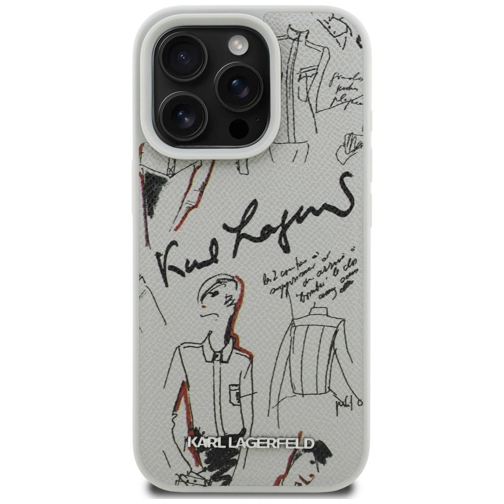 Etui Karl Lagerfeld Grained Pattern & Logo na iPhone 16 Pro Max - szare – zdjęcie 3