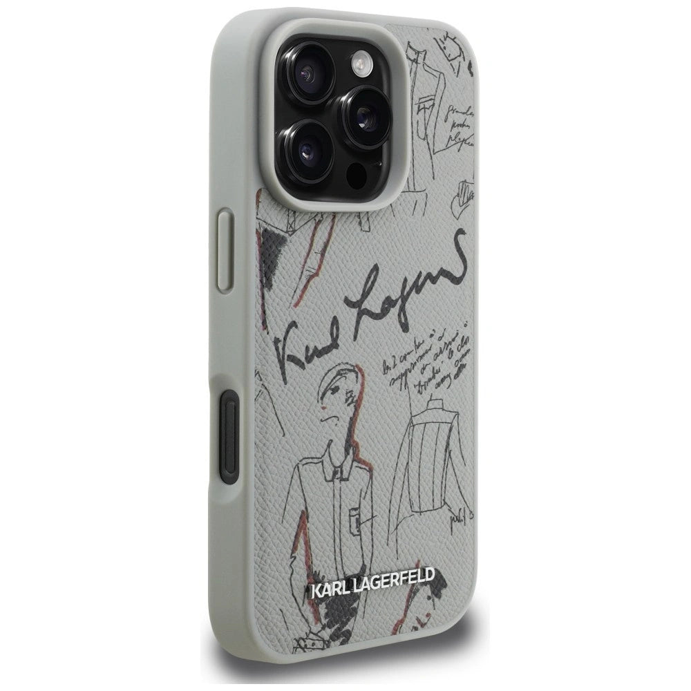 Etui Karl Lagerfeld Grained Pattern & Logo na iPhone 16 Pro Max - szare – zdjęcie 4