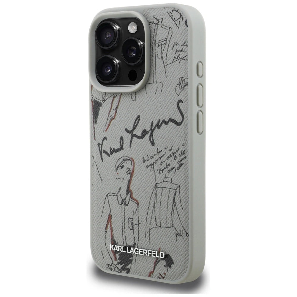 Etui Karl Lagerfeld Grained Pattern & Logo MagSafe na iPhone 16 Pro - szare – zdjęcie 2