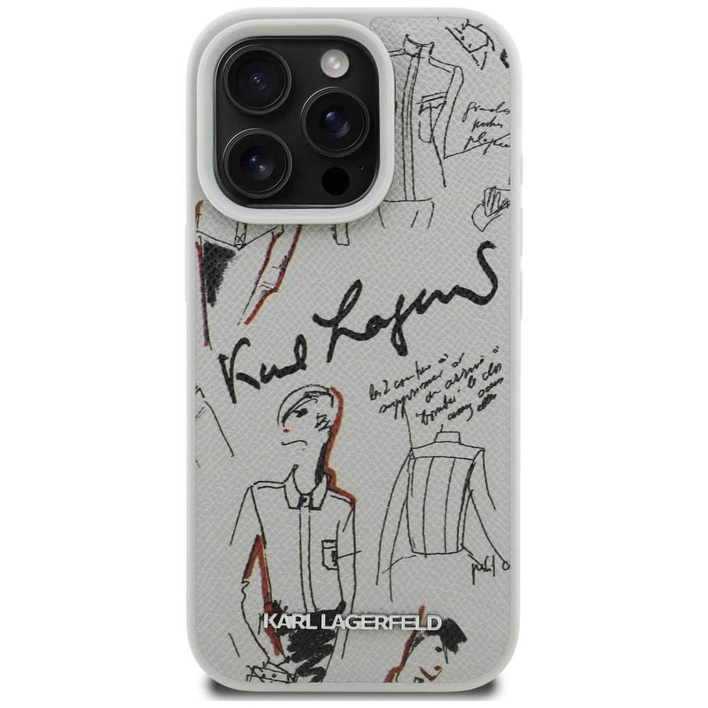 Etui Karl Lagerfeld Grained Pattern & Logo MagSafe na iPhone 16 Pro - szare – zdjęcie 3