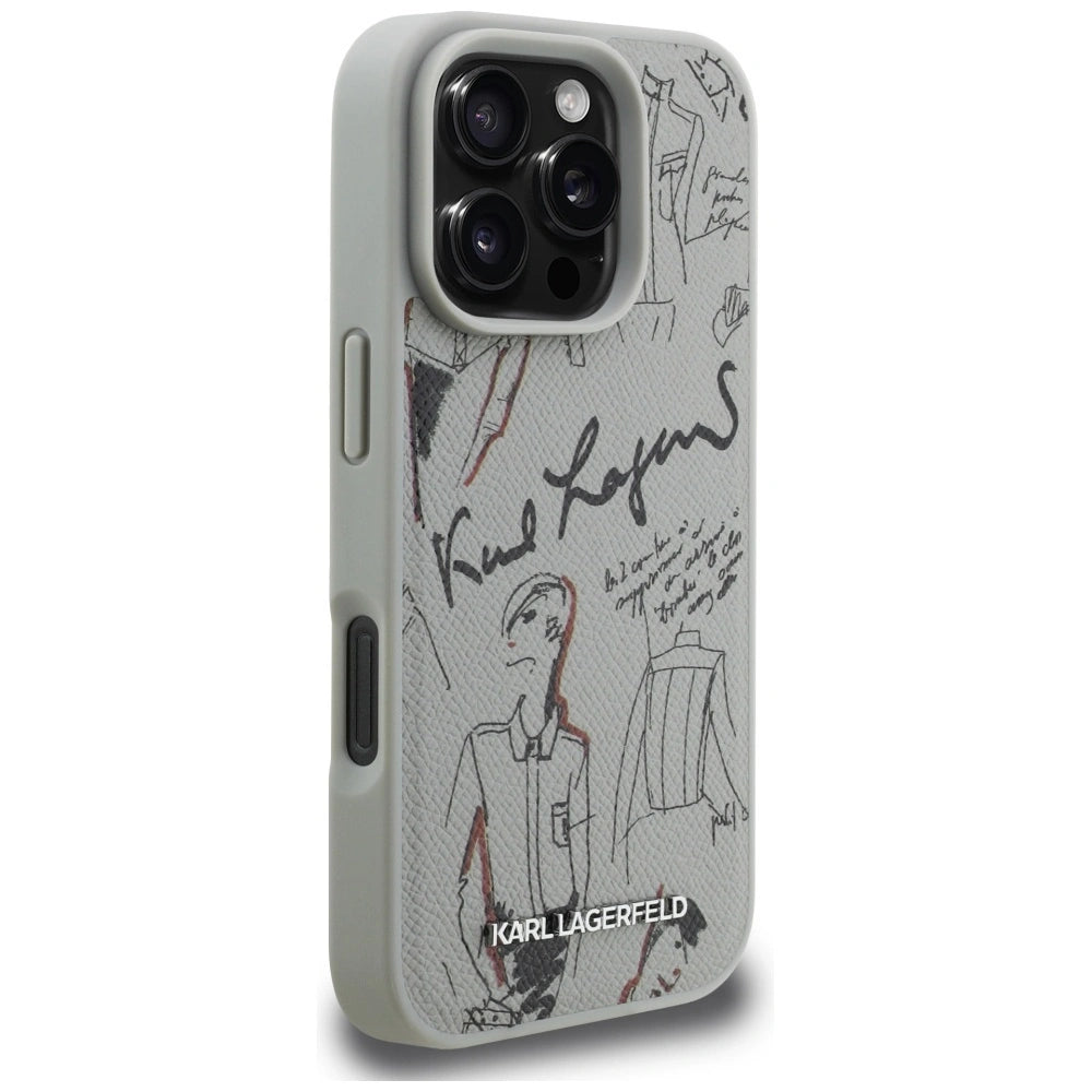 Etui Karl Lagerfeld Grained Pattern & Logo MagSafe na iPhone 16 Pro - szare – zdjęcie 4