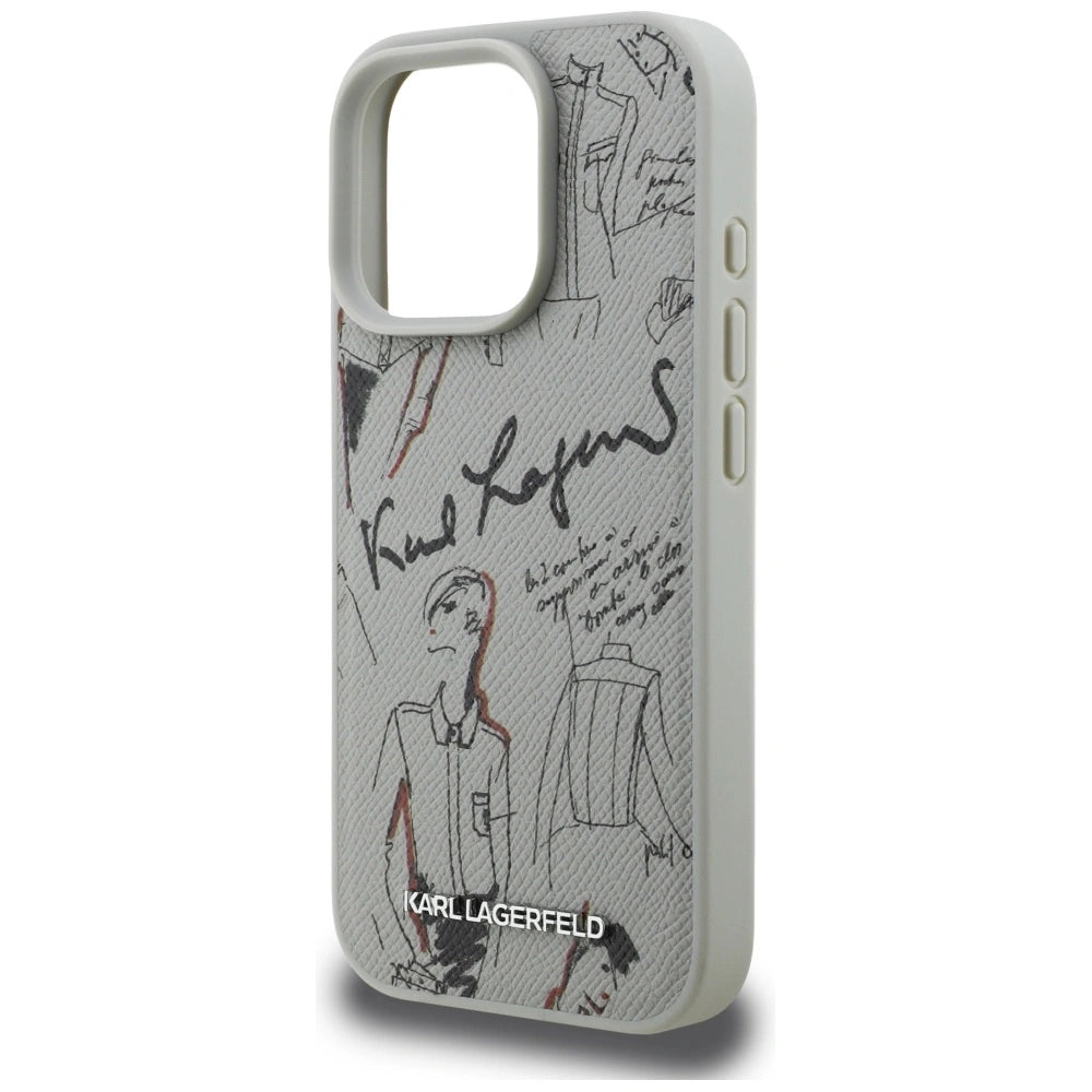 Etui Karl Lagerfeld Grained Pattern & Logo MagSafe na iPhone 16 Pro - szare – zdjęcie 6