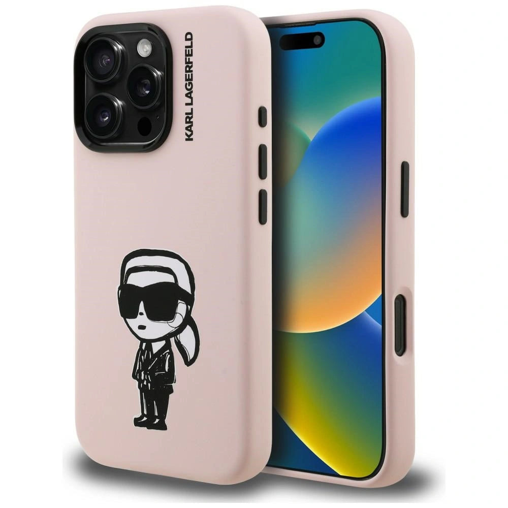 Etui Karl Lagerfeld Silicone Karl Sketch na iPhone 16 Pro Max - różowe
