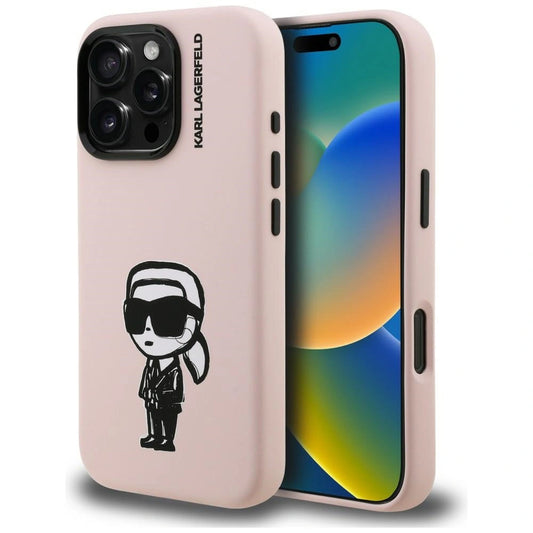 Etui Karl Lagerfeld Silicone Karl Sketch na iPhone 16 Pro Max - różowe
