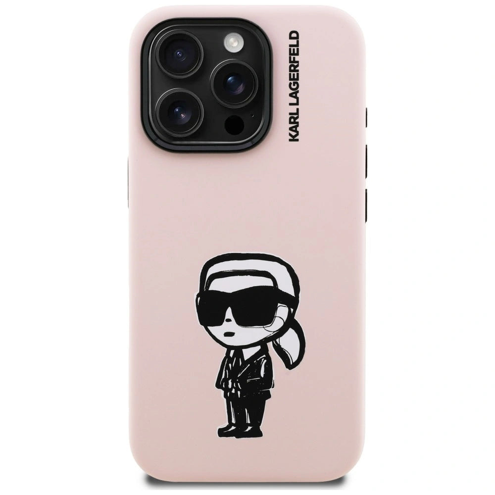 Etui Karl Lagerfeld Silicone Karl Sketch na iPhone 16 Pro Max - różowe – zdjęcie 3
