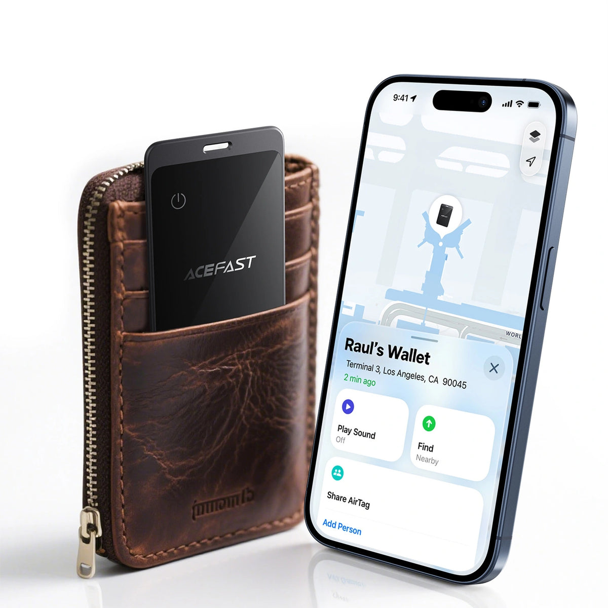 Lokalizator Bluetooth Acefast S3 w formie karty kompatybilny z - szary – zdjęcie 6