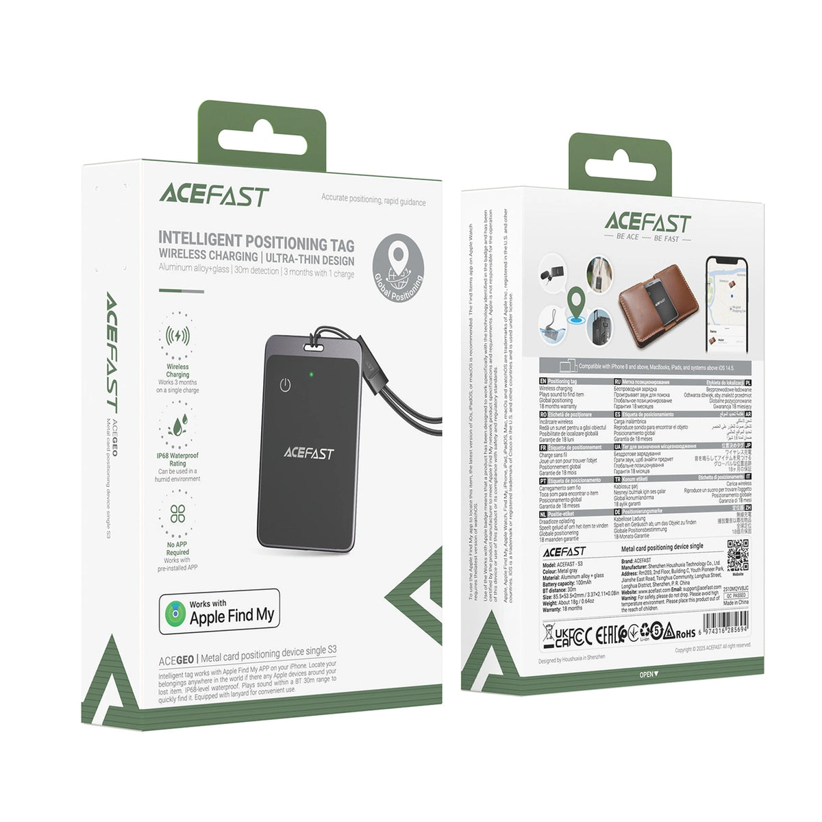 Lokalizator Bluetooth Acefast S3 w formie karty kompatybilny z - szary – zdjęcie 9
