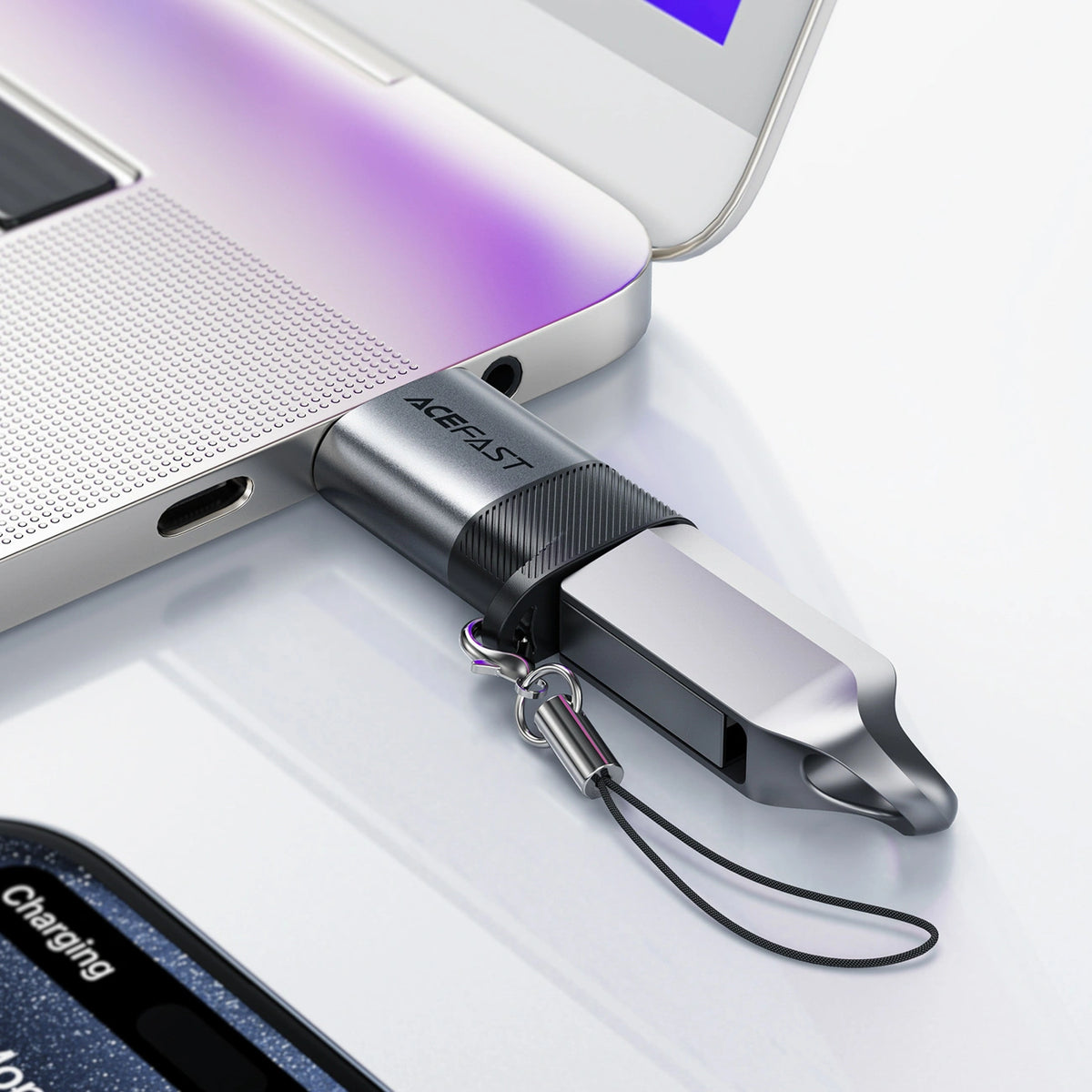 Adapter USB Acefast J8 USB-C - USB-A - szary – zdjęcie 6