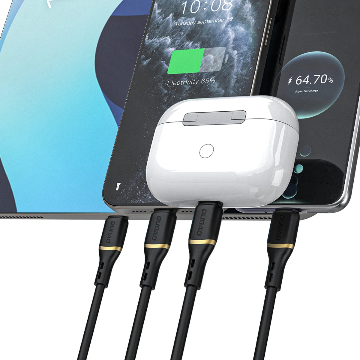 Kabel Dudao L25L 30W USB-A - Lightning z oplotem z miękkiego - czarny – zdjęcie 2