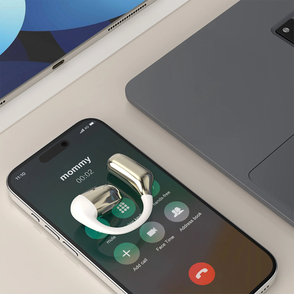 Słuchawka zauszna Dudao U4Pro Bluetooth do obu uszu - beżowo-złota – zdjęcie 3