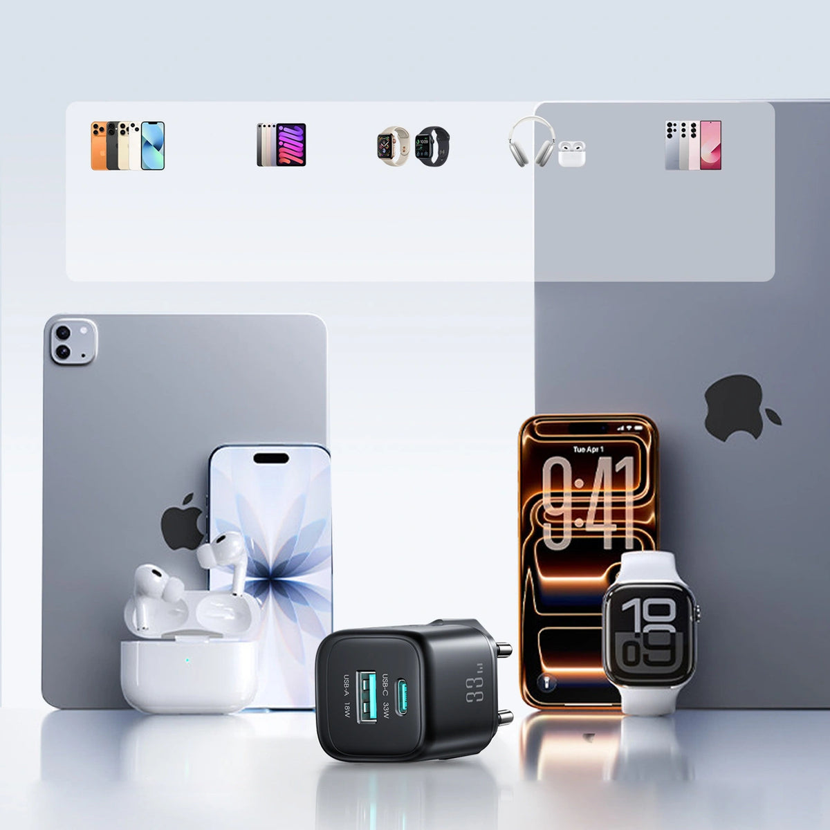 Ładowarka sieciowa Joyroom JR-TG7 33W USB-A + USB-C z do USB-C 1m - czarna – zdjęcie 10