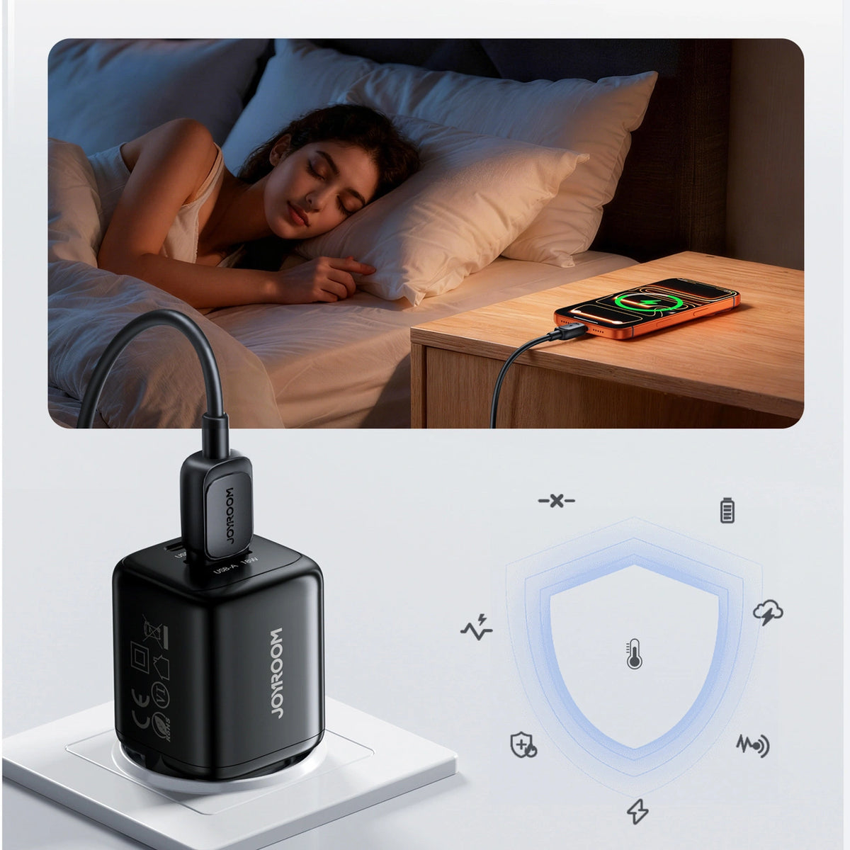 Ładowarka sieciowa Joyroom JR-TG7 33W USB-A + USB-C z do USB-C 1m - czarna – zdjęcie 12