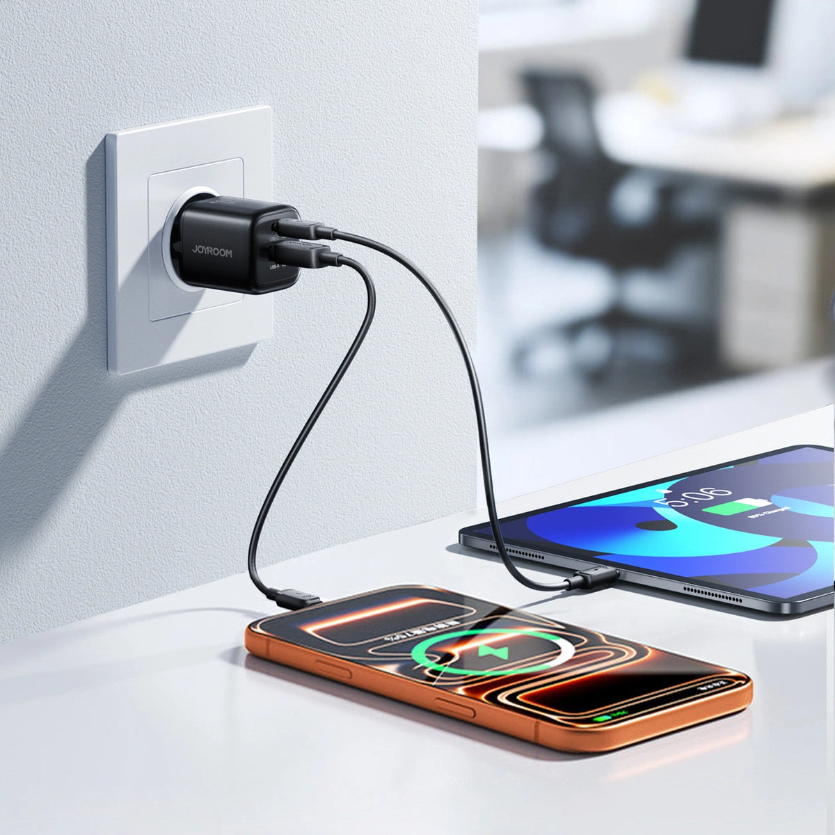 Ładowarka sieciowa Joyroom JR-TG7 33W USB-A + USB-C z do USB-C 1m - czarna – zdjęcie 13