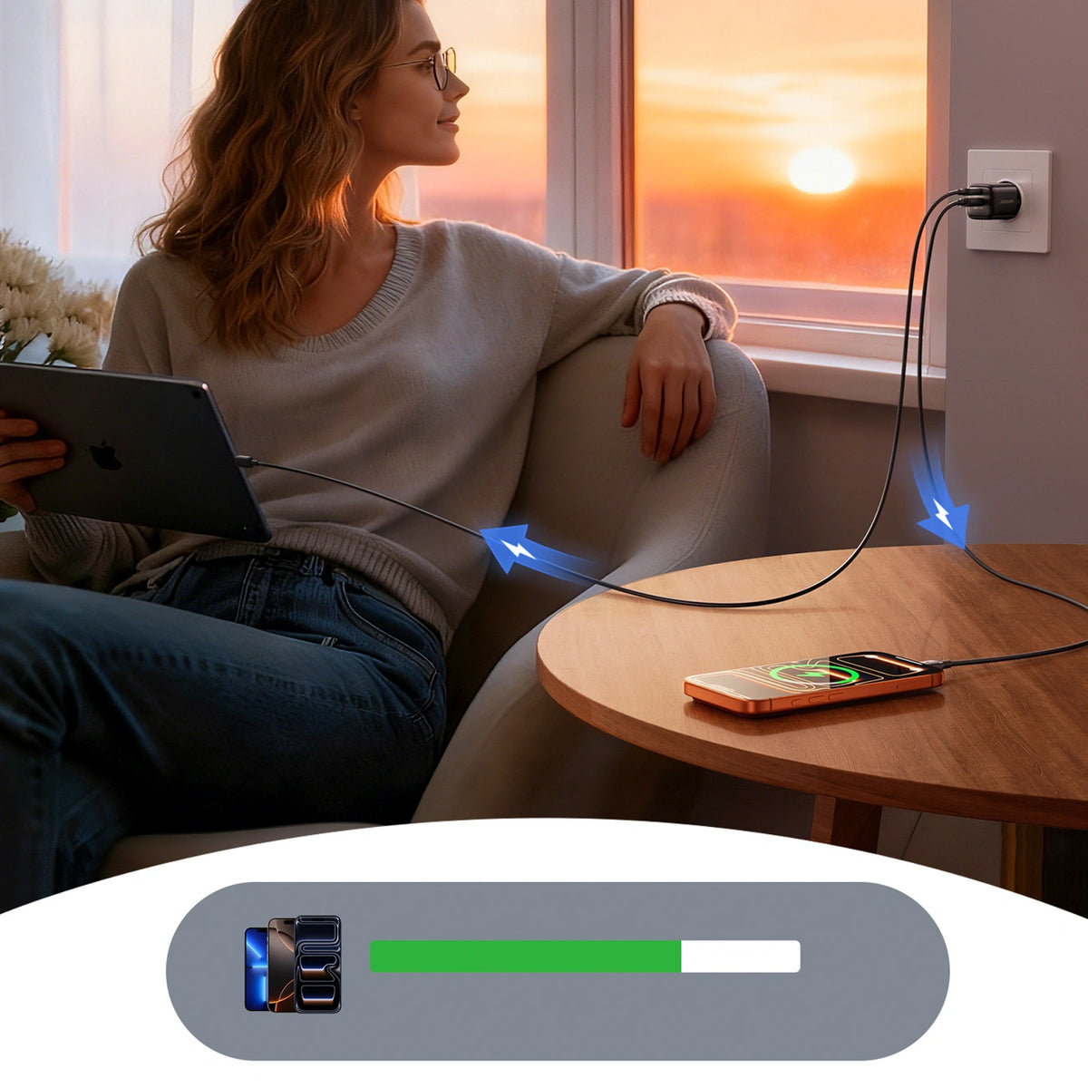 Ładowarka sieciowa Joyroom JR-TG7 33W USB-A + USB-C z do USB-C 1m - czarna – zdjęcie 14
