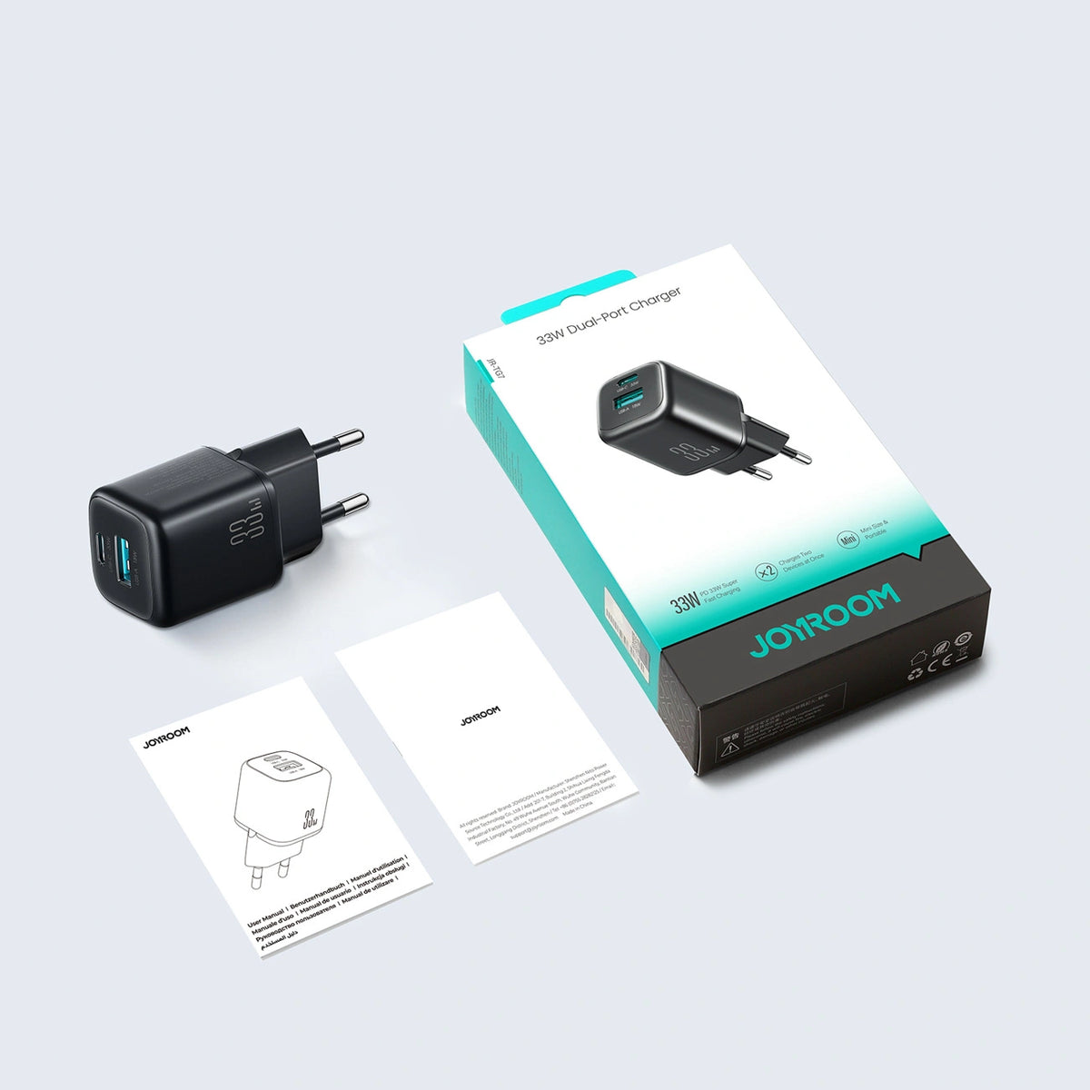 Ładowarka sieciowa Joyroom JR-TG7 33W USB-A + USB-C z do USB-C 1m - czarna – zdjęcie 9