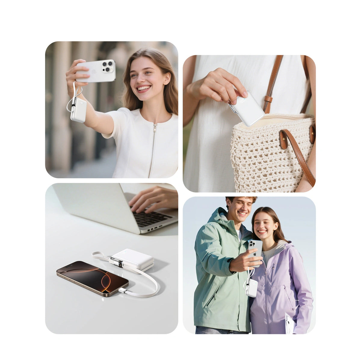 Powerbank Joyroom JR-PBF27 Pro 10000mAh 30W z wbudowanym kablem - biały – zdjęcie 9