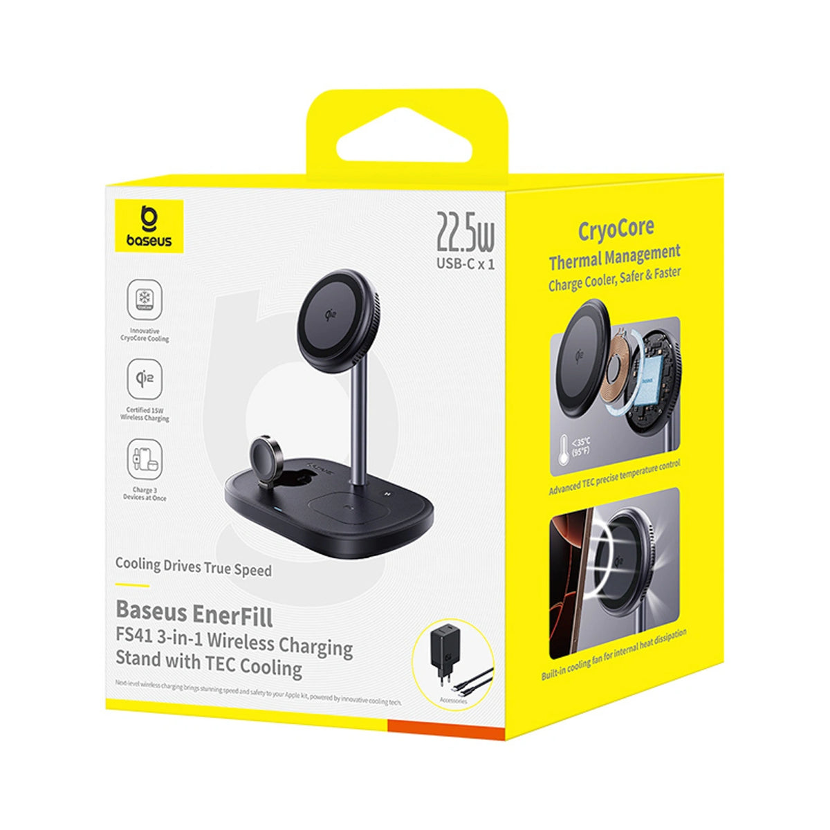 Ładowarka indukcyjna Baseus EnerFill FS41 3w1 z do USB-C - czarna – zdjęcie 3