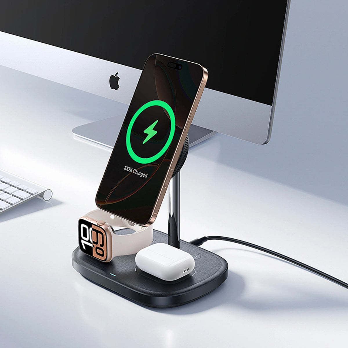 Ładowarka indukcyjna Baseus EnerFill FS41 3w1 z do USB-C - czarna – zdjęcie 5