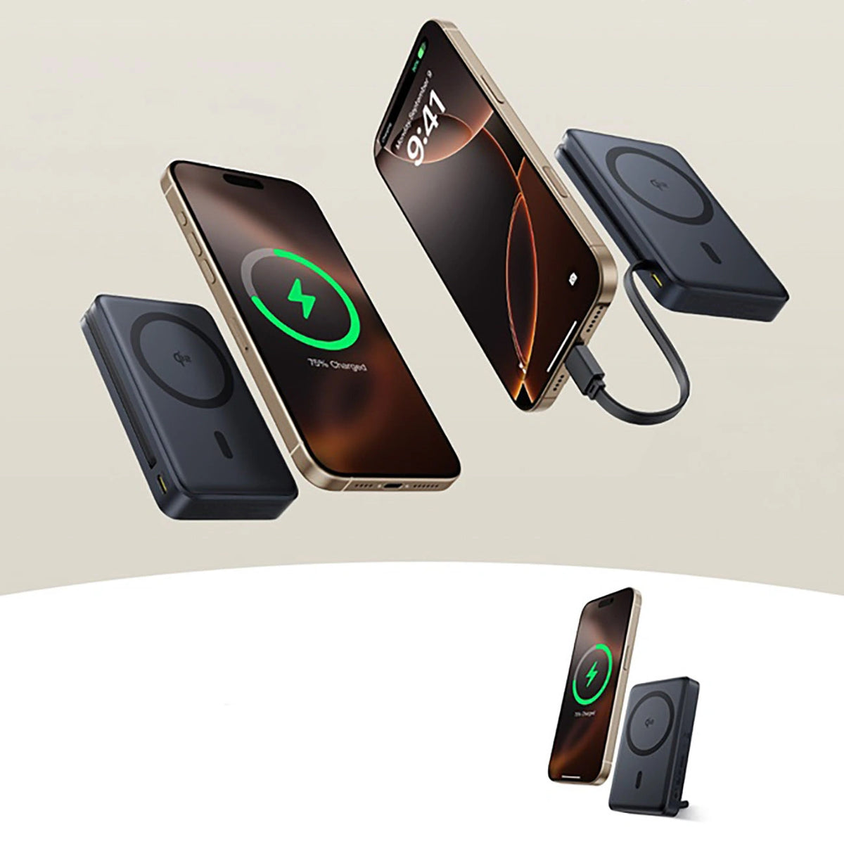 Powerbank Baseus Nomos 10000mAh 30W Qi2 z podstawką kompatybilny - czarny – zdjęcie 12