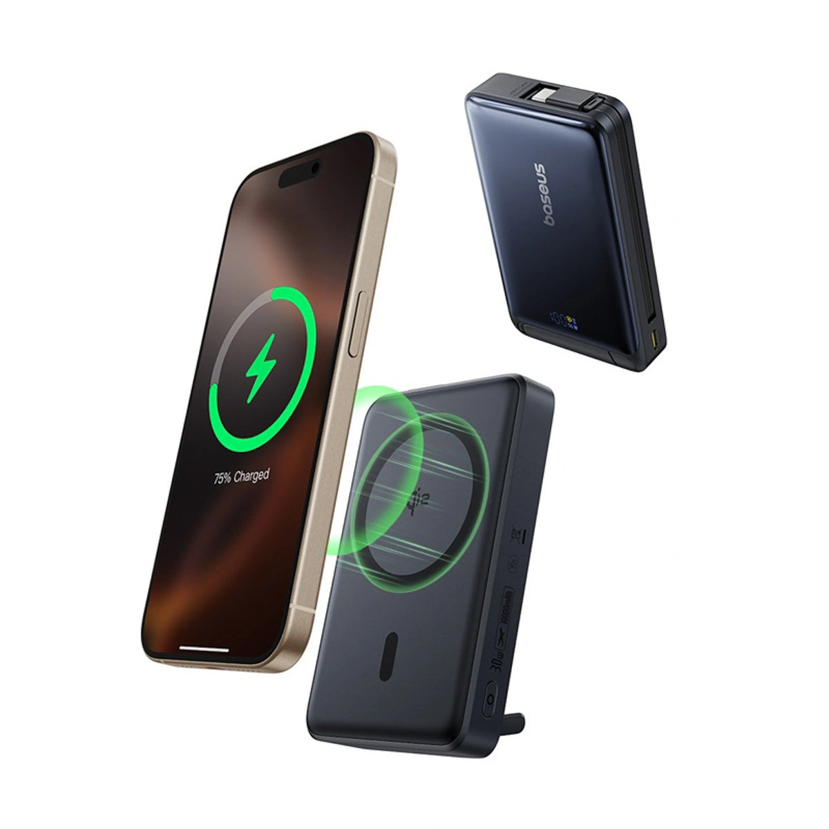 Powerbank Baseus Nomos 10000mAh 30W Qi2 z podstawką kompatybilny - czarny – zdjęcie 5