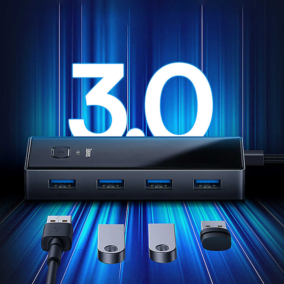 Hub USB-C Baseus PioneerJoy 4xUSB-A 3.0 - szary – zdjęcie 15