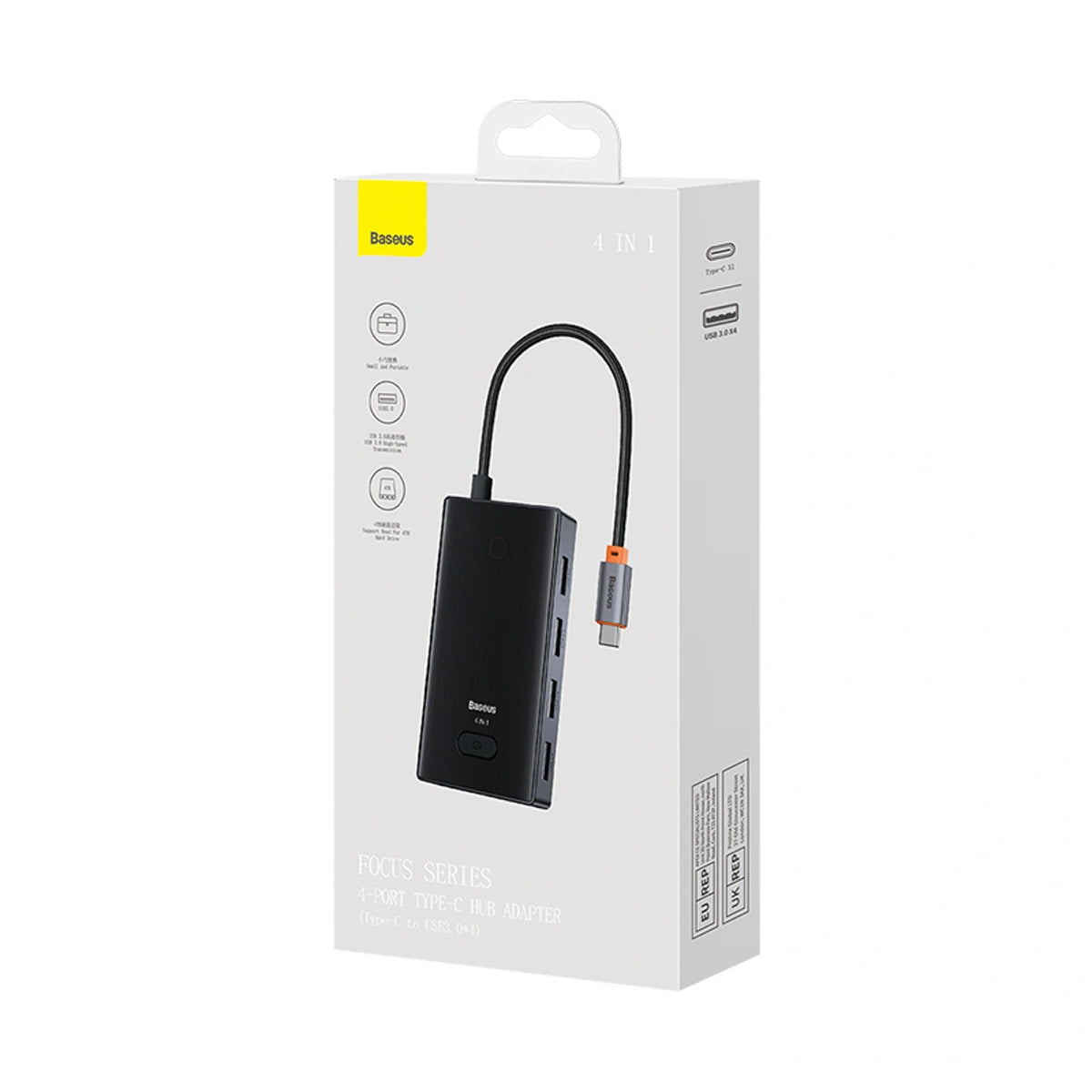 Hub USB-C Baseus PioneerJoy 4xUSB-A 3.0 - szary – zdjęcie 5