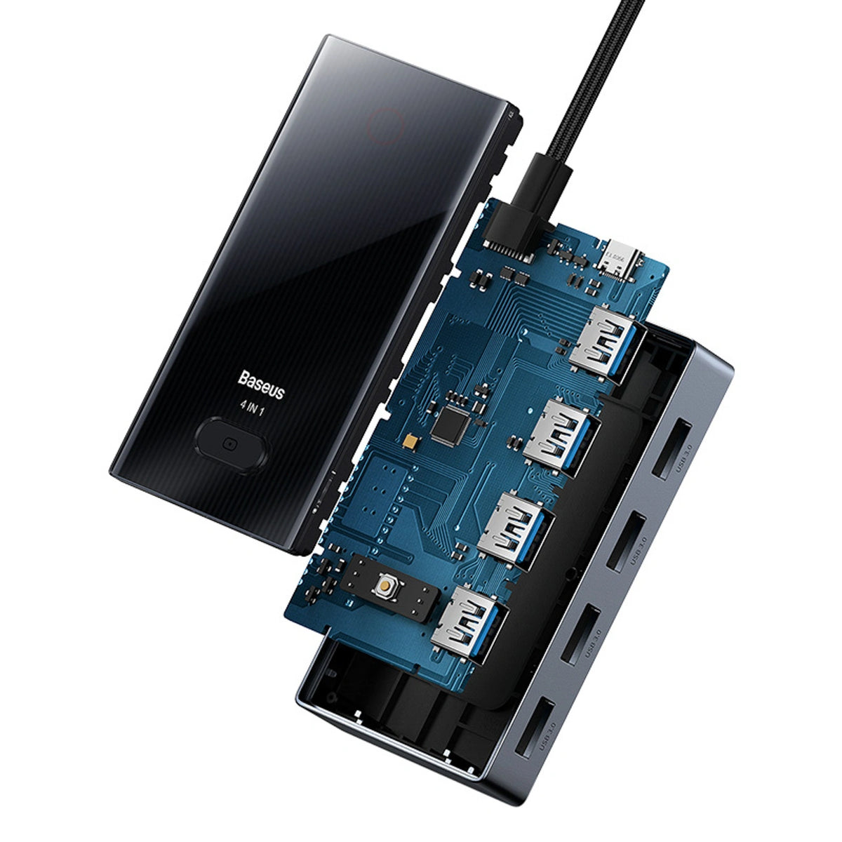 Hub USB-C Baseus PioneerJoy 4xUSB-A 3.0 - szary – zdjęcie 7