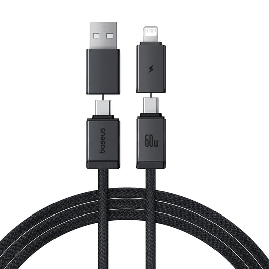 Kabel Baseus Versatile 60W USB-C - USB-C z adapterami USB-A i - czarny