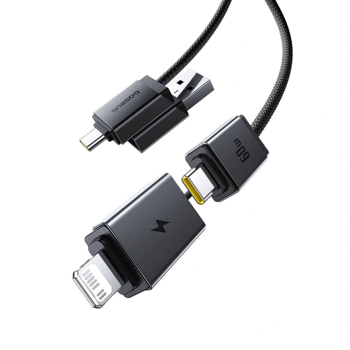 Kabel Baseus Versatile 60W USB-C - USB-C z adapterami USB-A i - czarny