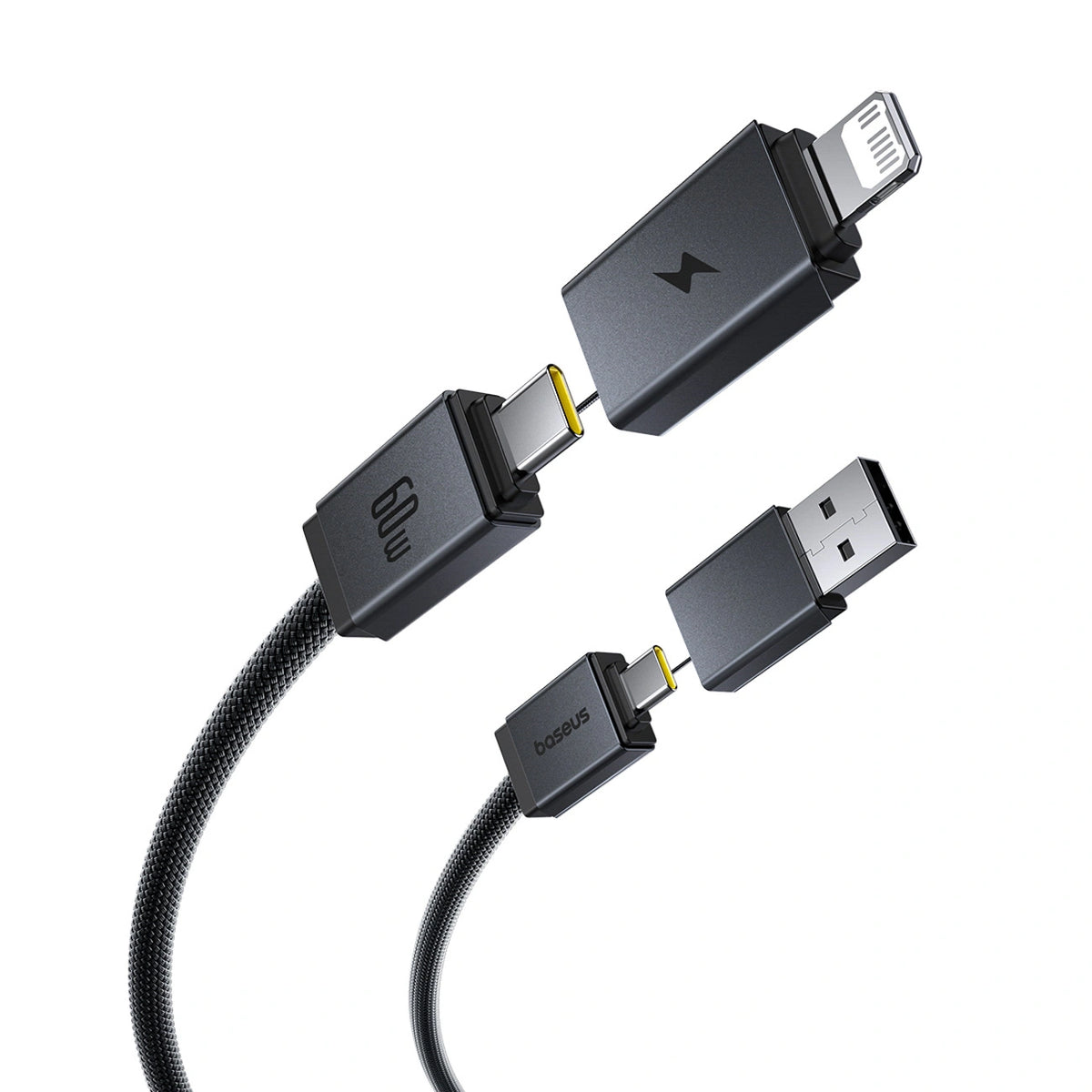 Kabel Baseus Versatile 60W USB-C - USB-C z adapterami USB-A i - czarny