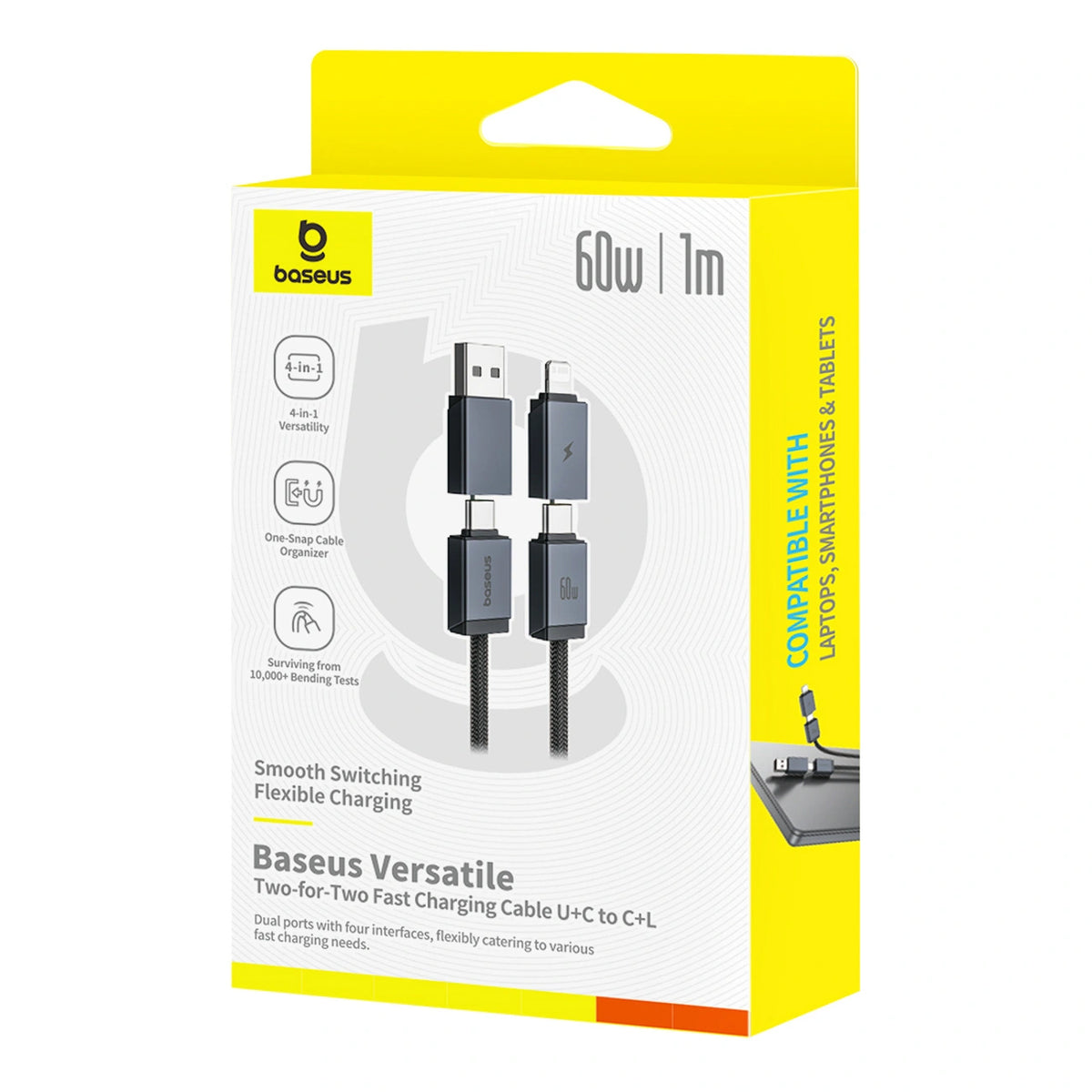 Kabel Baseus Versatile 60W USB-C - USB-C z adapterami USB-A i - czarny