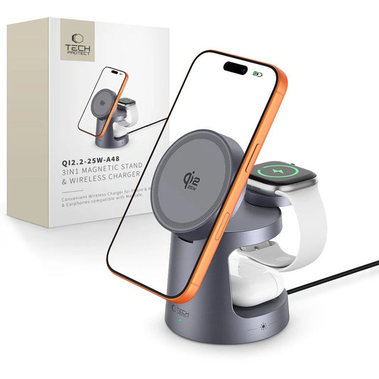 Ładowarka bezprzewodowa Tech-Protect QI2.2-25W-A48 3in1 - granatowa