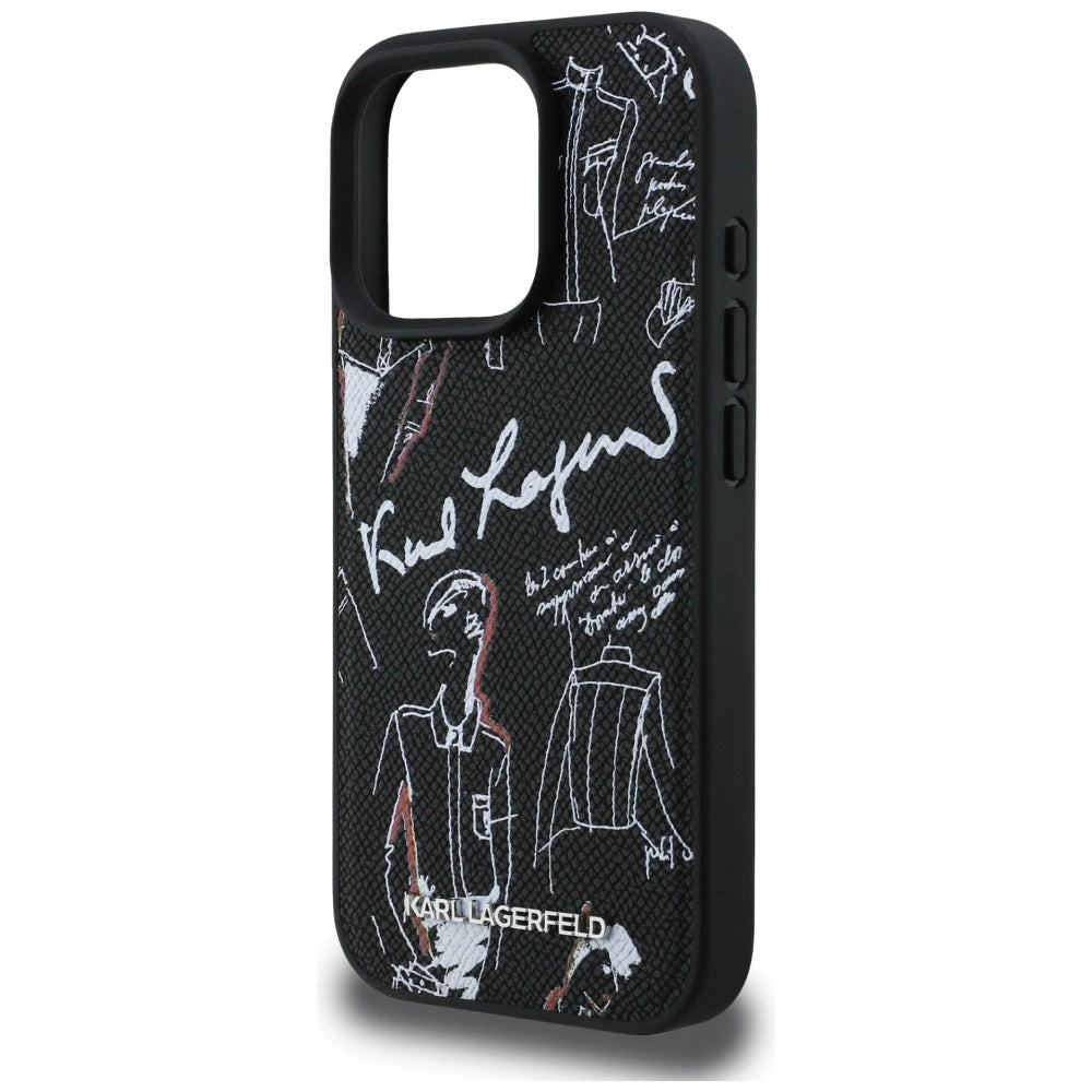 Etui Karl Lagerfeld Grained Pattern & Logo na iPhone 16 Pro Max - czarne