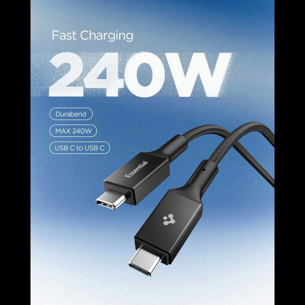 Kabel Spigen Essential EB24015CC USB-C / USB-C 240W 150cm - czarny – zdjęcie 3
